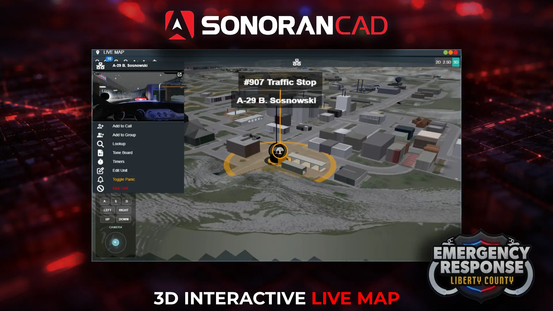 Sonoran CAD ER:LC live map showing units and calls